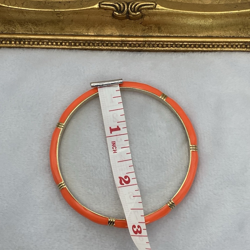 J. Crew Bracelet Orange Enamel Gold Tone Slim Bangle Preppy Classic Minimalist - Picture 9 of 10
